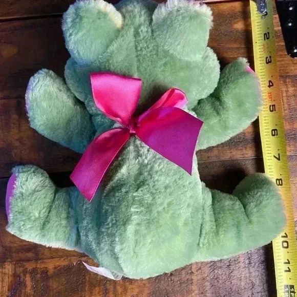 Frog Green Plush Stuffed Toy Big Eyes Pink Yellow 10" - Picture 5 of 6